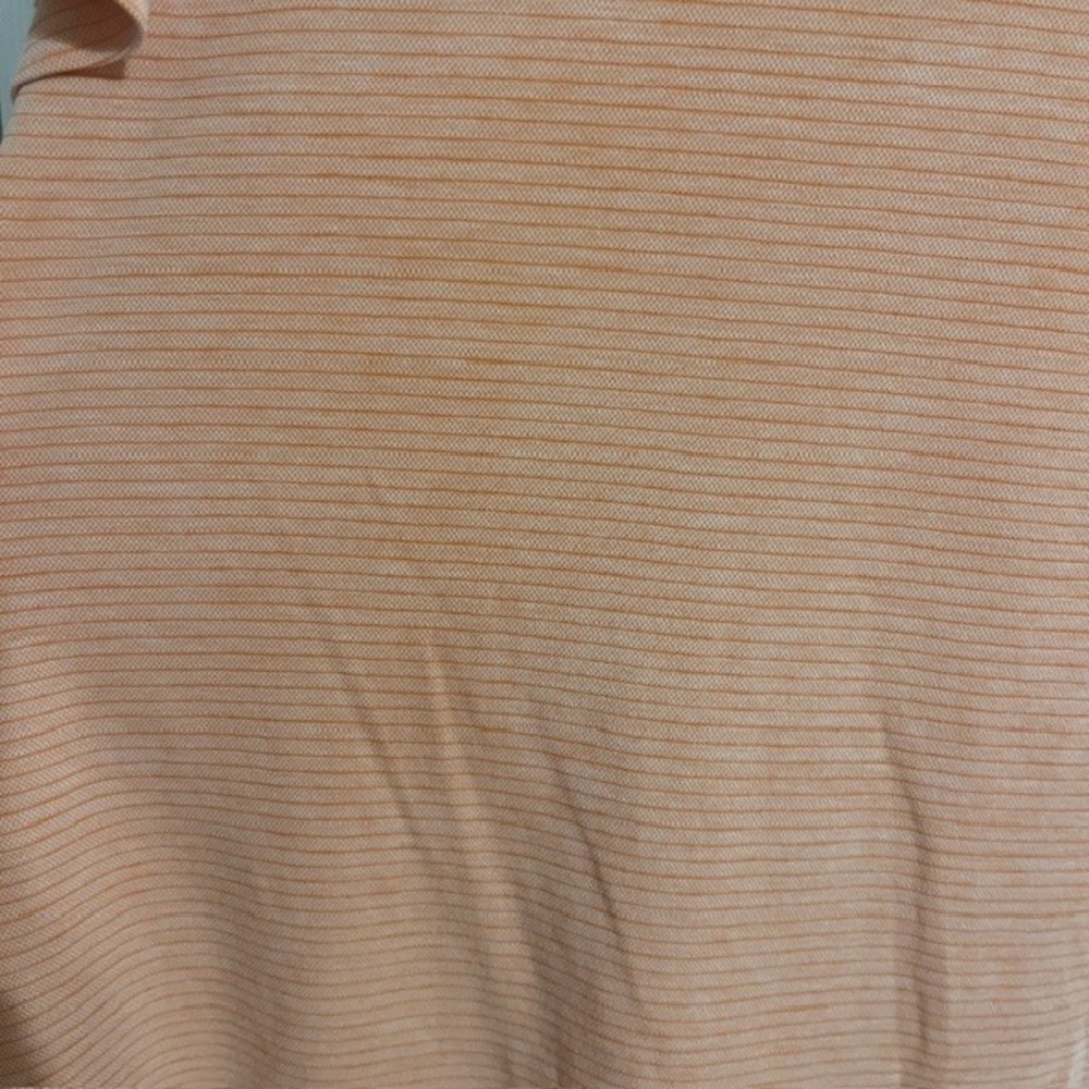 Travis Mathew Golf Polo Shirt Striped Short Sleeve with Logo Peach L‎ - Picture 5 of 8